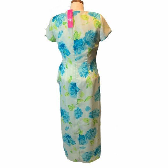 Lilly Pulitzer Blue Green Floral  Wrap Maxi Dress Size 2 New - Picture 7 of 11